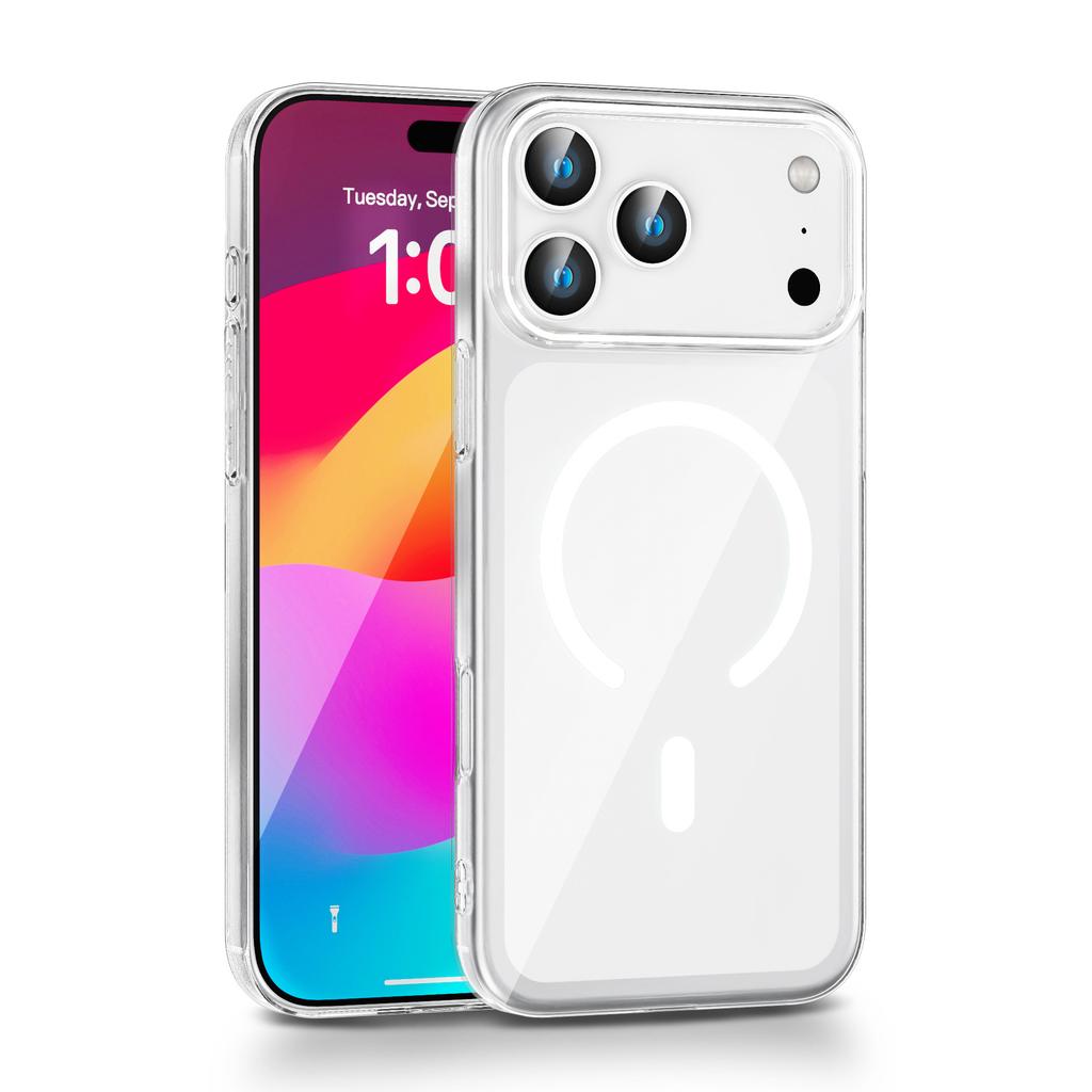 For iPhone 17 Pro Max Clear Magnetic Case Hard PC Phone Protective Back Cover Compatible with MagSafe