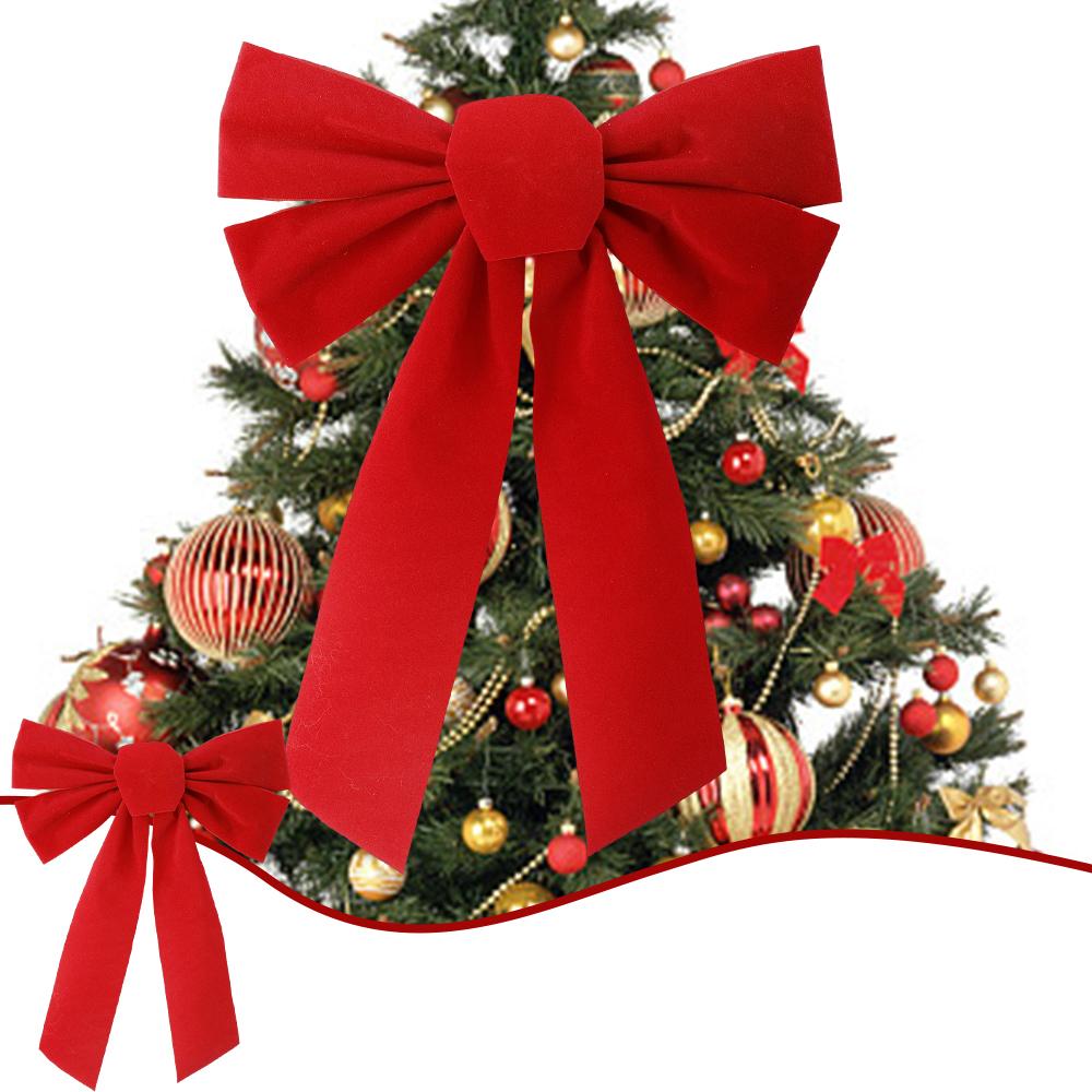 Grande Fiocco di Natale Fiocco di Velluto Rosso Decorazione Cima Albero di Natale Fiocchi per Ghirlanda Porta Decorazione Festa di Natale Capodanno