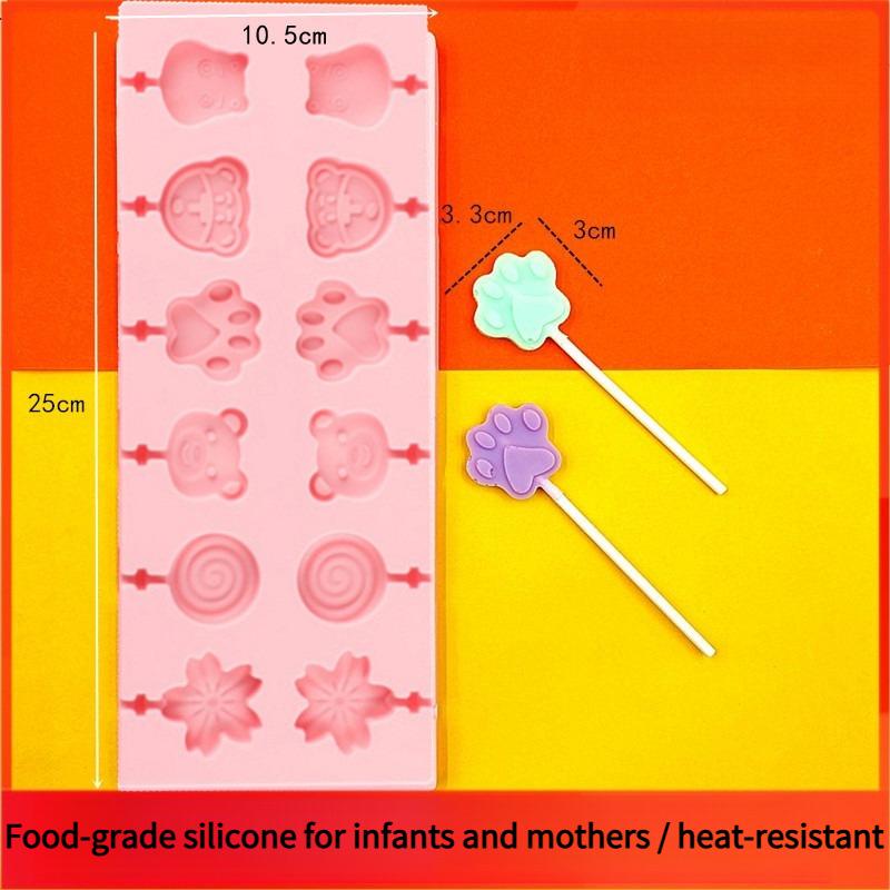 1PC food grade silicone mold household lollipop mold DIY homemade candy cheese stick mold 12 packs