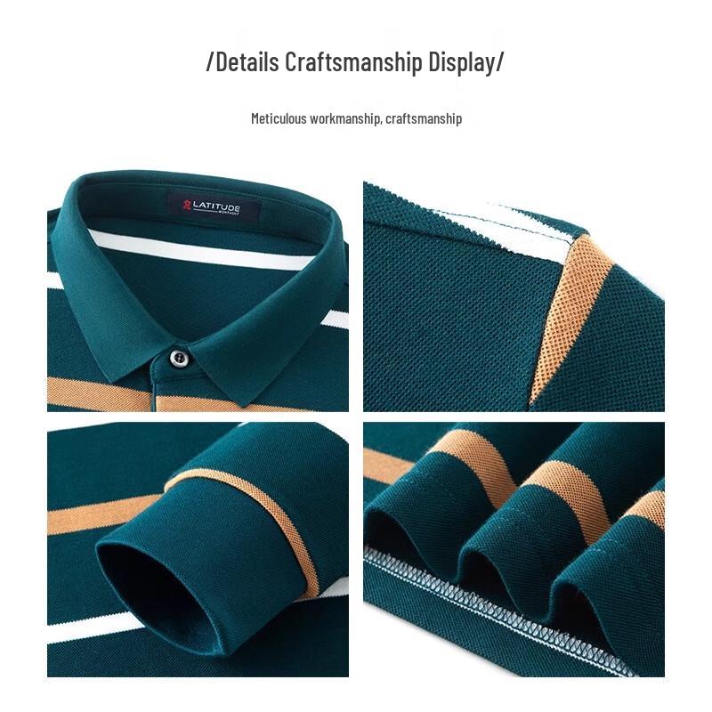 MONTAGUT Men's Pure Cotton Long Sleeve Business Casual Polo Shirt