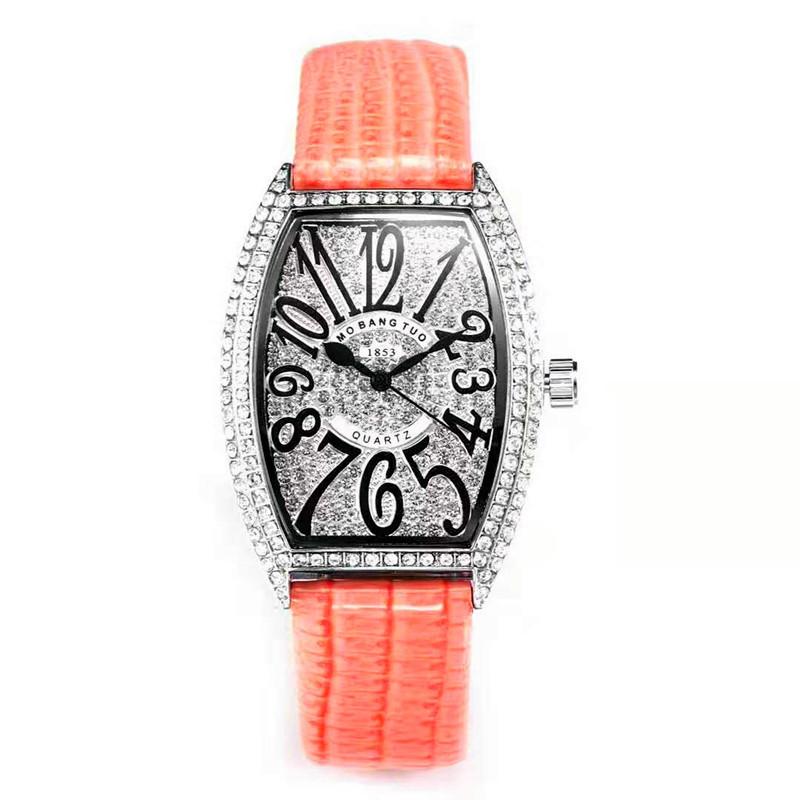 Counter Fashion Digital Face Wine Barrel Watch Women With Quartz Full Diamond Tide Watch