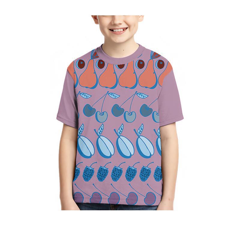 Summer Round Neck 3D Fruit Printed Top Fashionable Casual Short Sleeved Children's Boy T-shirts