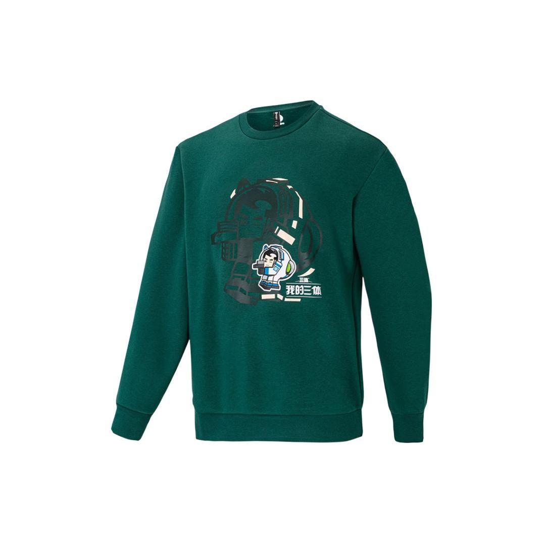 Adidas Neo Cartoon Anime Print Crewneck Casual Sweatshirt Unisex Green IB8895 S