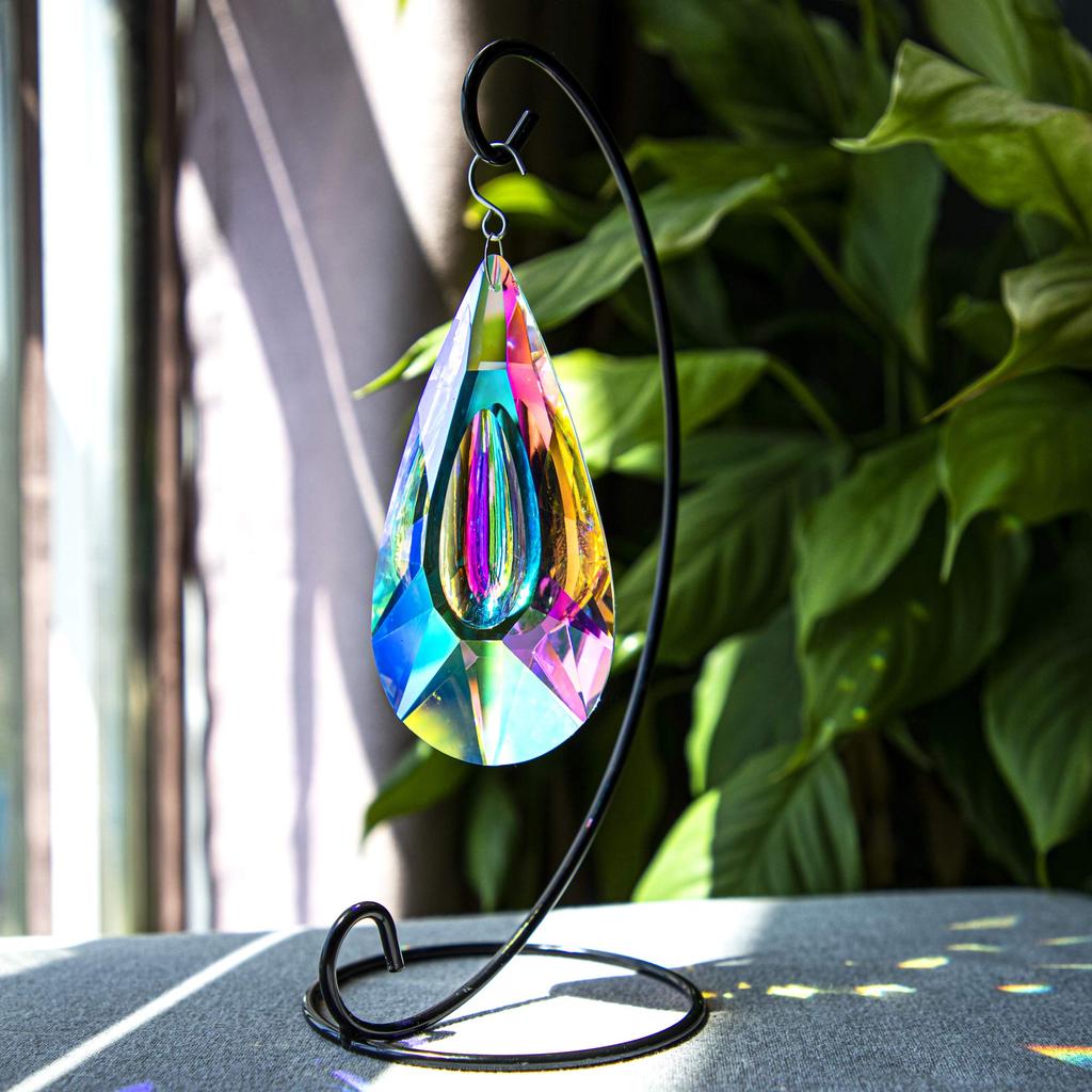 120mm/4.7inch Crystal Prism Suncatcher Window Hanging Suncatcher AB Color Crystal Faceted Prism Rainbow Maker Pendant