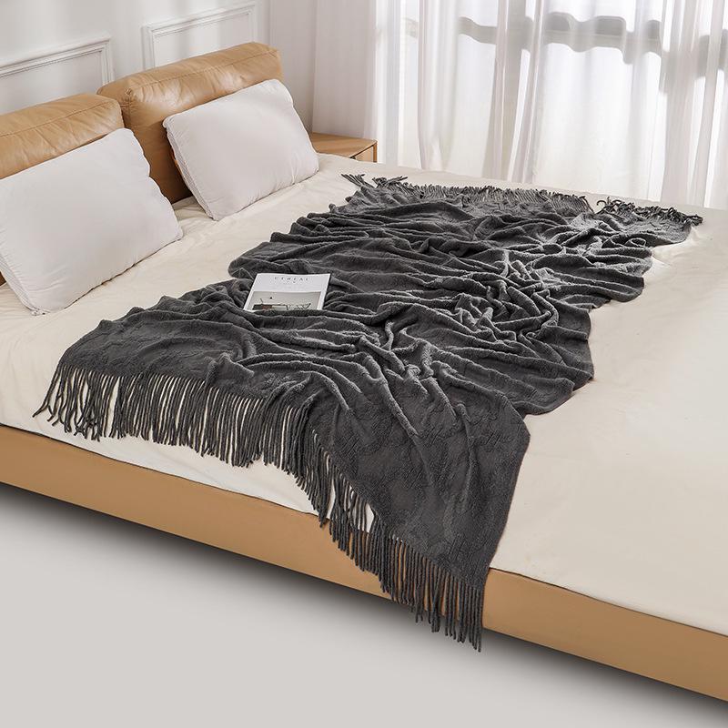 American Style Knitted Jacquard Sofa Nap Blanket