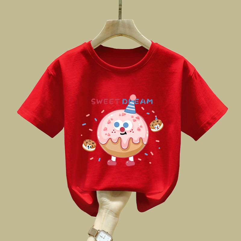 2026 Pure Cotton Girls' Short-Sleeve T-shirt - Simple Loose Summer Top for Medium and Large Children