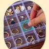 5pcs Frame Plastic Storage Box, 24 Transparent Metal Buttons Fishing Gear Accessories Packaging Jewelry Box.