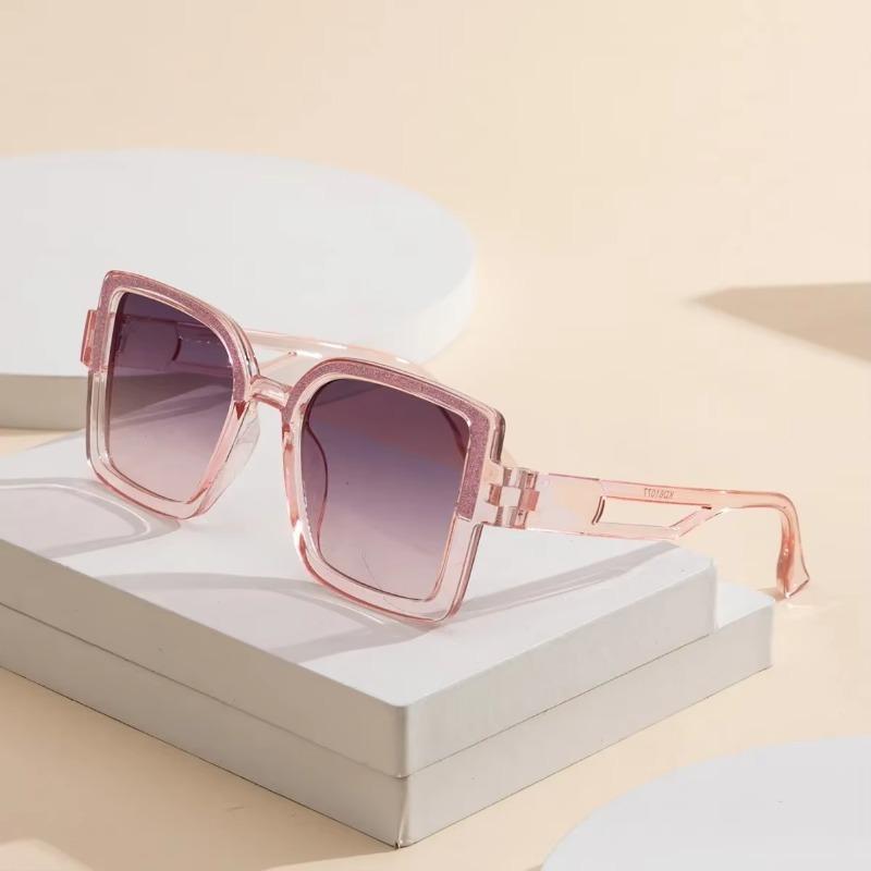 Non-polarized Fashion Square Frame Cute Animal Cartoon Sunglasses Men Women    Retro Fine Glitter Frame Outdoor Sunscreen Eyeglasses