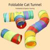 Colorful Folding Cat Tunnel Toys Interactive with Ball Pet Play Tunnel Breathable Kitty Training Toy Relieve Boredom