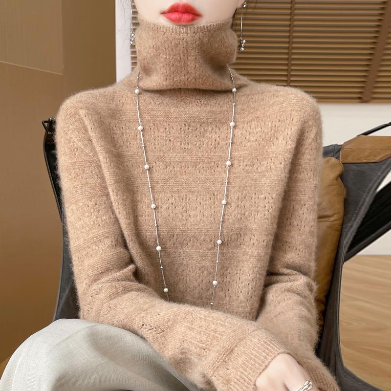 Dame Cashmere Sweater Qinghe Cashmere 30% Cashmere 70% Uld Efterår og Vinter Pullover Varm og Moderigtig