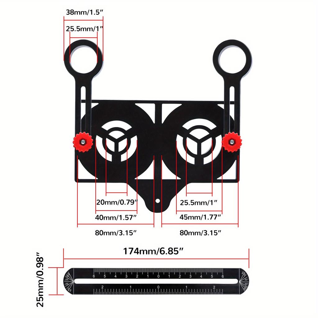 1pc 6-Fold Aluminum Multi-angle Measuring Ruler, Precision Angle Measurer for Building Projects, Tile Hole Ruler, Linear Measurement Tool