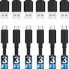 SABRENT 22AWG To USB A Charging and Data Transfer Cable 90cm Black [6-Pack] USB-C 2.0 Cord, Long, (CB-C6X3)
