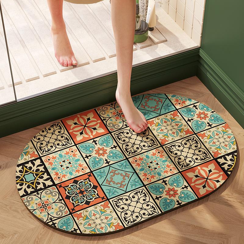 

VIKAMA Ретро Цветочные Диатомовые Земли Коврики для Пола Впитывающие Быстросохнущие Коврик для Ванной Комнаты Кухонные Коврики для Пола Домашнее Украшение 40x60cm 16x24inch