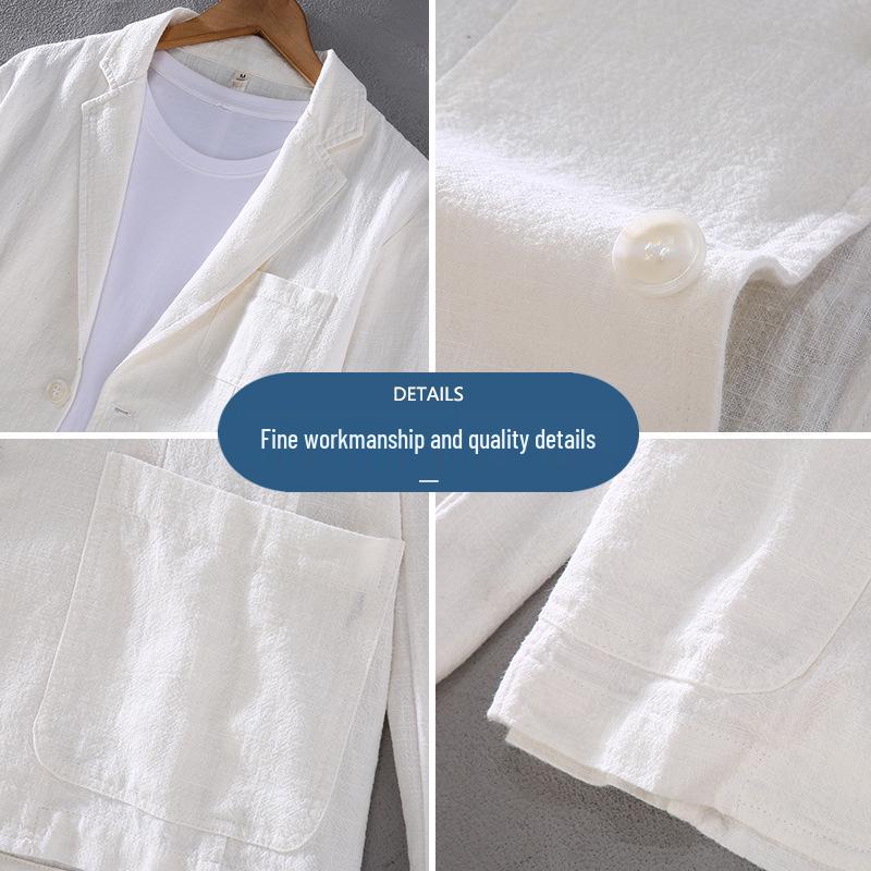 Men's Loose Casual Cotton-Linen Jacket - Versatile Spring & Autumn Top for Youth