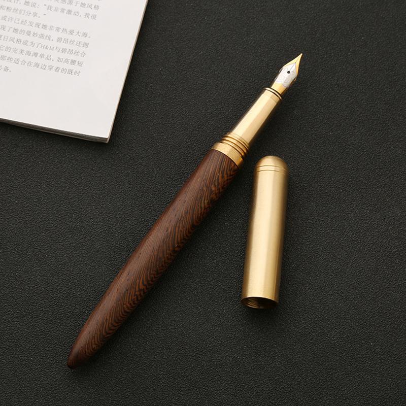 High Quality Sandalwood Fountain Pen Fine Nib Calligraphy Pens Writing Wooden Metal School Office Writing Ink Pens Nib Stationery Gifts Supplies