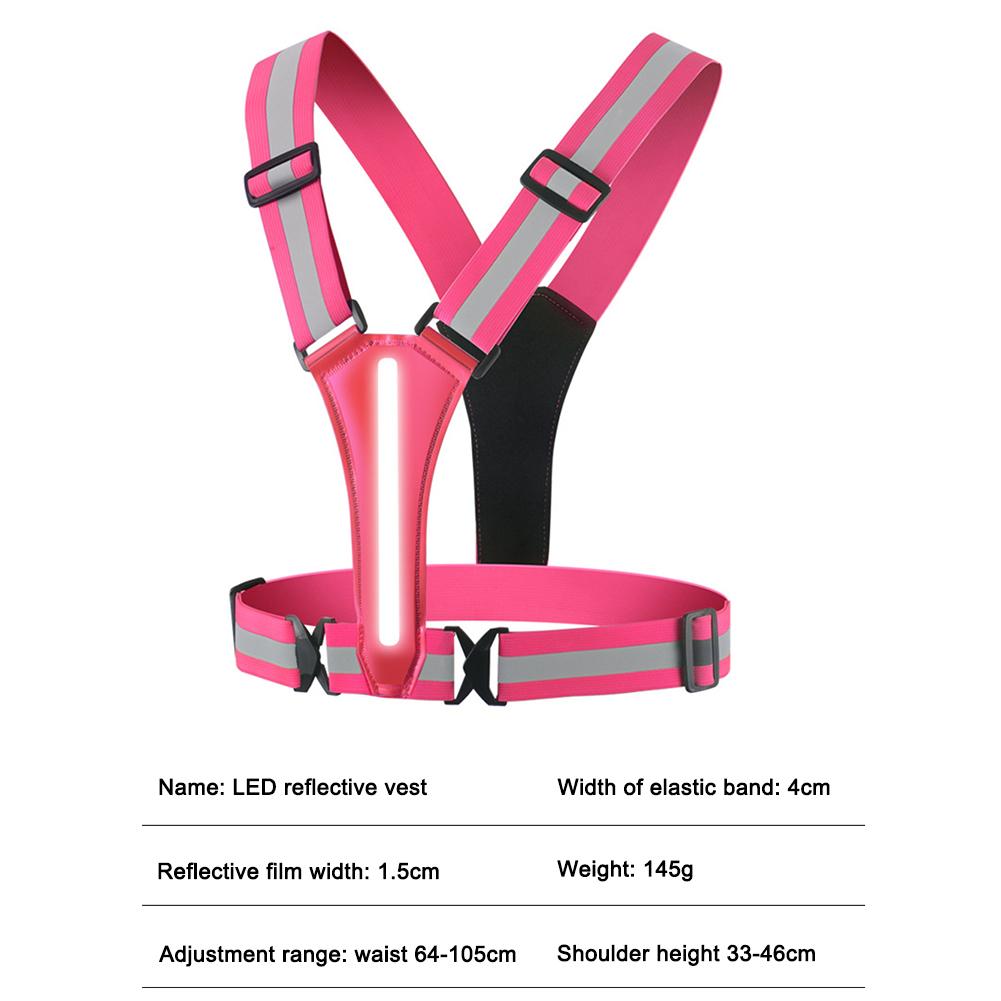 LED Reflektierende Laufweste für Outdoor-Sportarten, Verstellbare Elastische Blinkende LED, Reflektierende Weste mit Hoher Sichtbarkeit, Sicherheitsweste für Radfahren