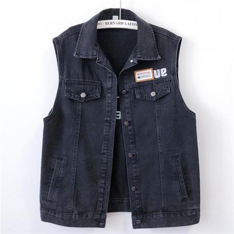 

Women s European Black Denim Vest - Casual Sleeveless Workwear for Spring/Autumn 2025 XL