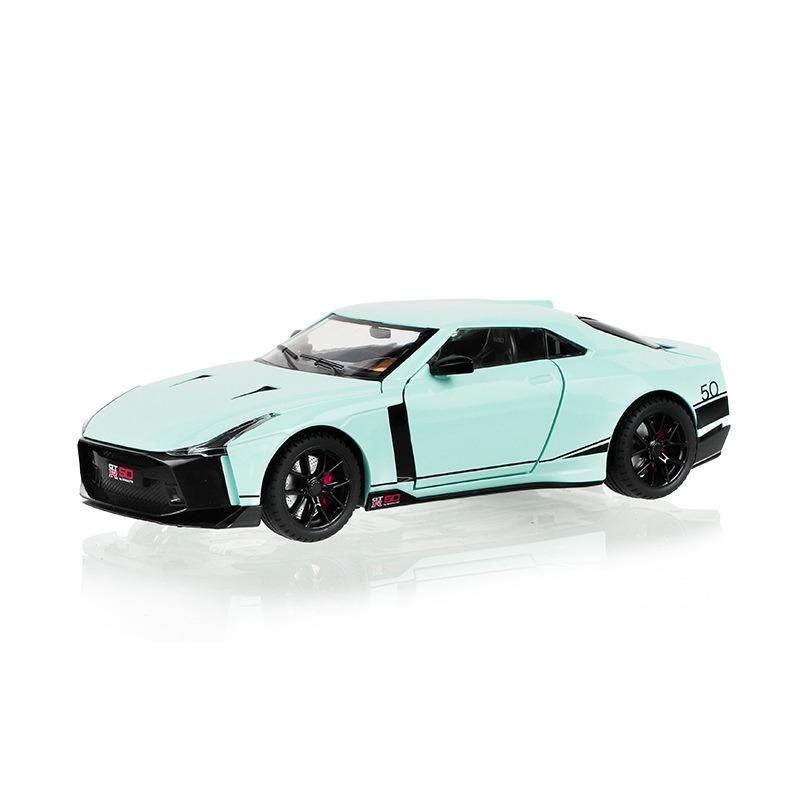 

1/24 Niaasn GTR 50 Alloy Sports Car Model Diecasts Metal Race Car Model Sound and Light Simulation Collection Childrens Toy Gift синий