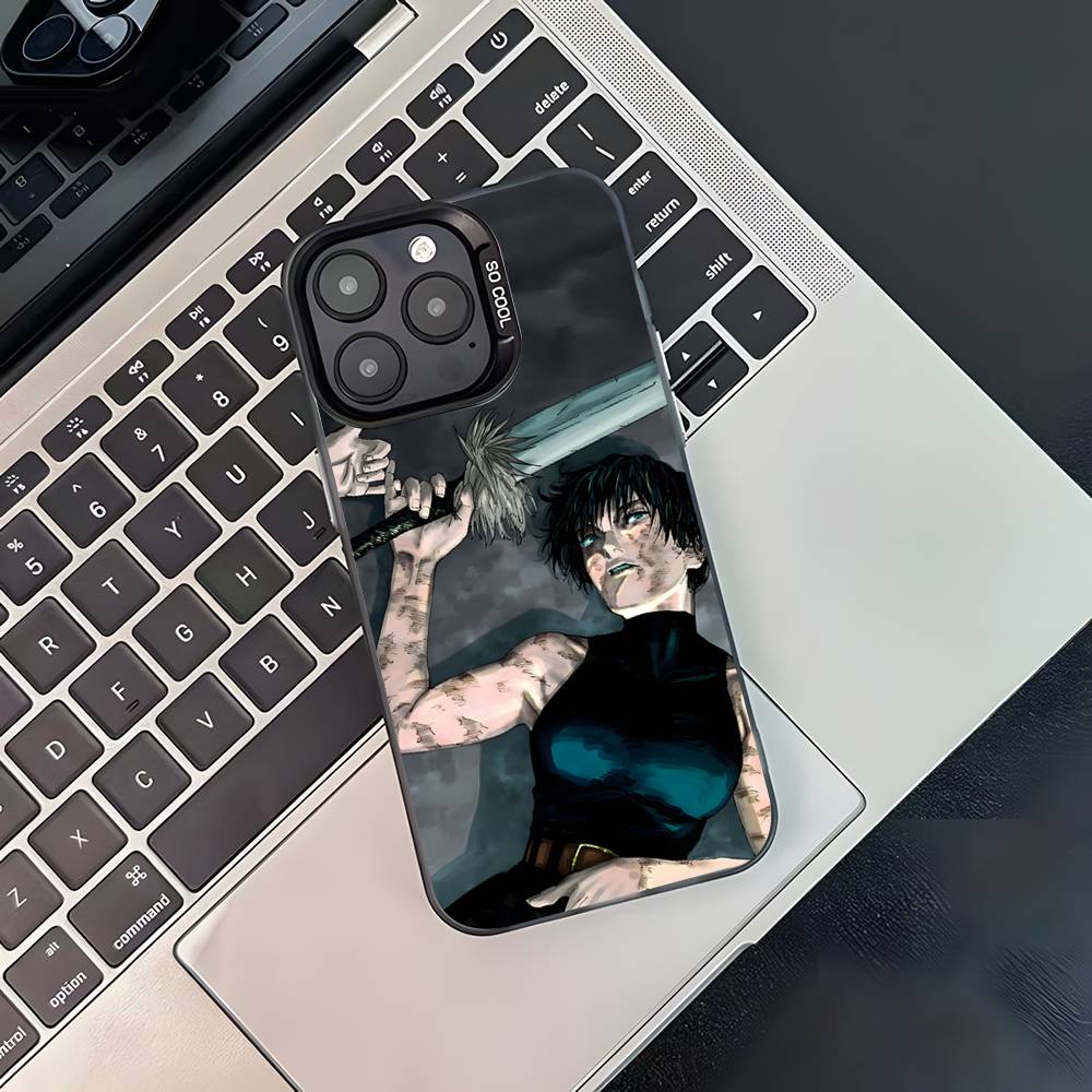 Anime M-Maki ZeninS For iPhone 17,16,15,14,13,12,11,Pro,MAX,Plus Black Shockproof Candy Matte Cover
