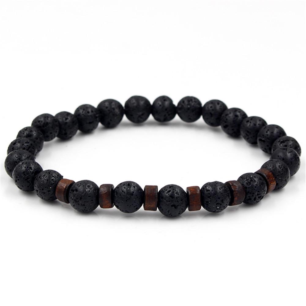Volcanic and Black Iron Stone Couple Bracelets - Shining Gemstone Style.