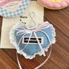 Sweet Denim Love Ribbon Keychain Charm Keyring Pendant Jewelry For Girl Women Gift Bag Decoration
