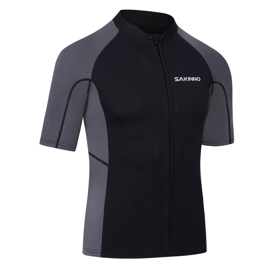 Mens Wetsuit Top Short Sleeve 2mm Neoprene Zip Up Jacket Swimming Snorkeling Diving Surfing Gear