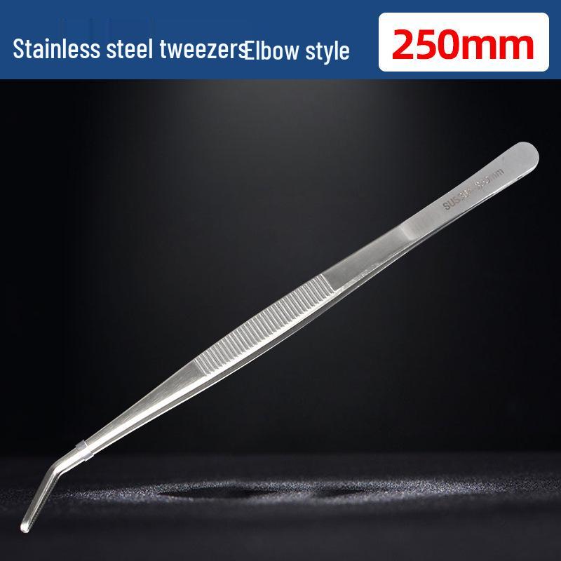 Extra Long 304 Stainless Steel Bent Tip Tweezers - Anti-Static Gardening & Planting Tool