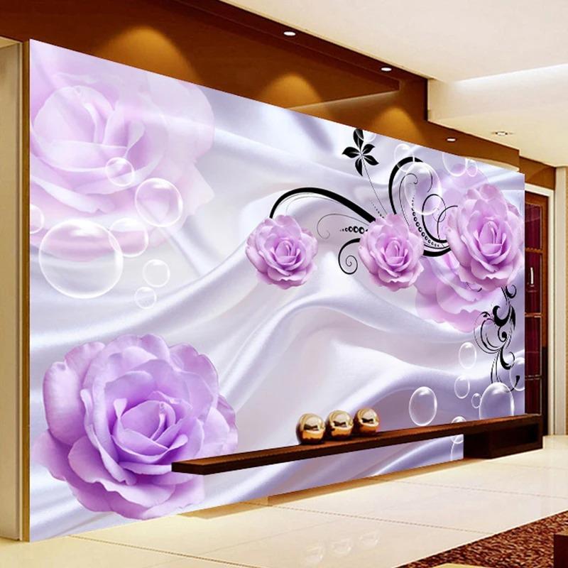 3d Modern Photo Wallpaper Purple Flowers Mural Living Room Tv Sofa Bedroom Frescoes Home Decor