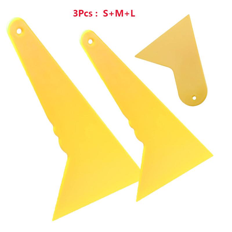 Car Window Film Squeegee Yellow Thick Plastic Triangle Tip Scraper for Vinyl Wrap Sticker Auto Window Tint Film Install Tool