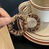 Vintage American Plush Leopard Print Circle Hoop Earrings For Women
