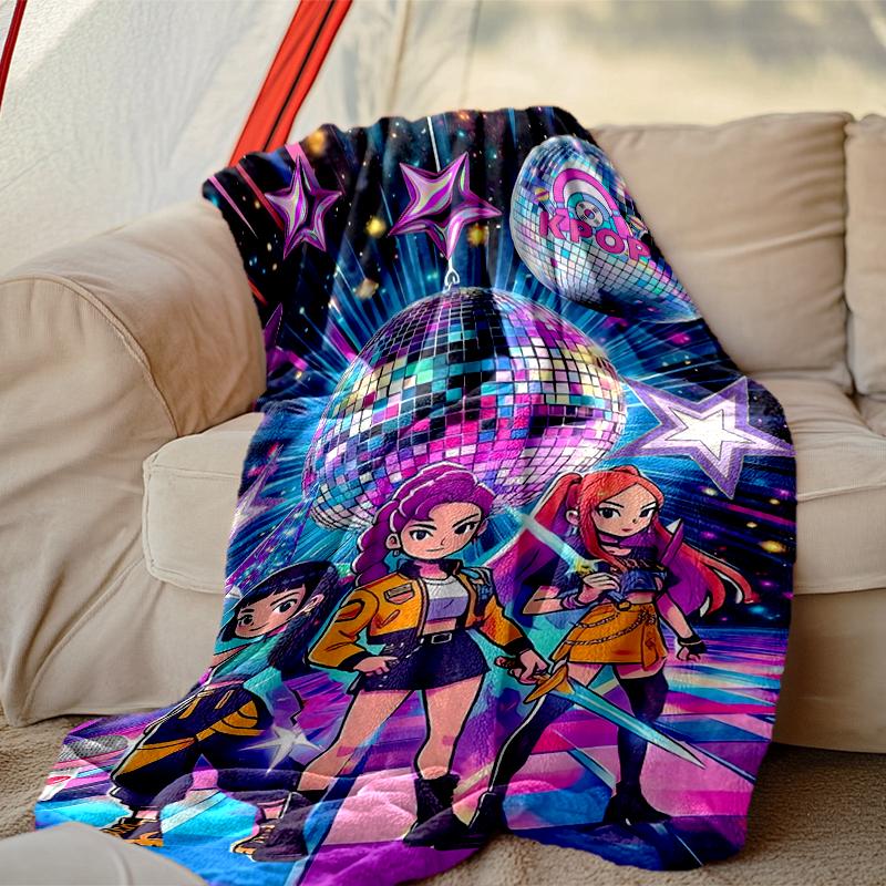 1pc Digital Print Nap Blanket, Kpop Demon Hunters Blanket for Home Use, All Season Warmth, Christmas and Valentine's Day Gift Blanket