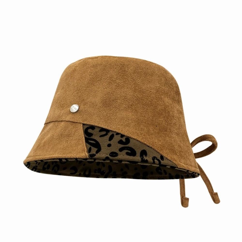 Warm Beanies Hat Leopard Print Fisherman Cap Fashion Bucket Hats for Women