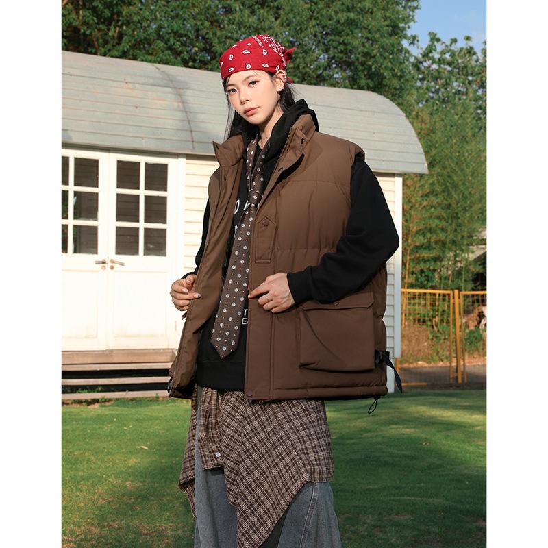 American vest men's autumn and winter thickened men's warm vest sleeveless jacket Korean version of the trend handsome vest