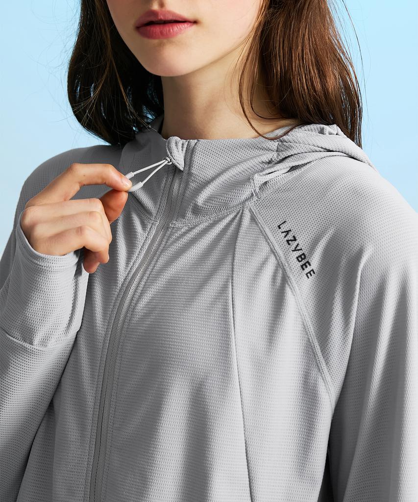 Leijibi [Set] Techflow Performance Hooded Zip-Up Rash Guard + Swim Shorts Set W Grey