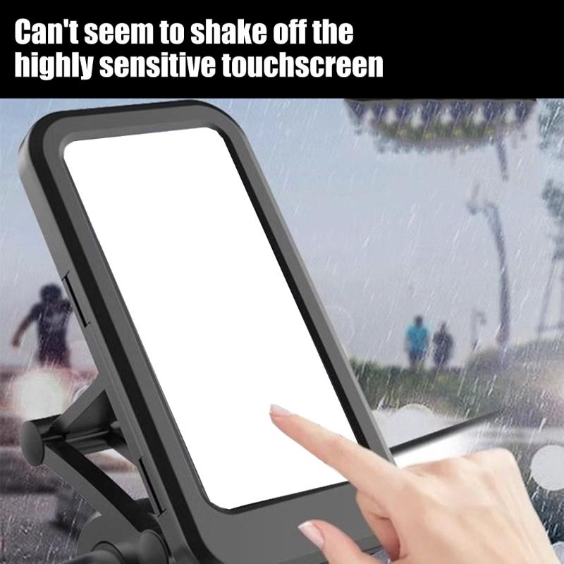 Motorcycle Phone Holder Full Enclosed Waterproof Touch Display Support 3 Axes Adjustable Base Secure Locking Mechanism