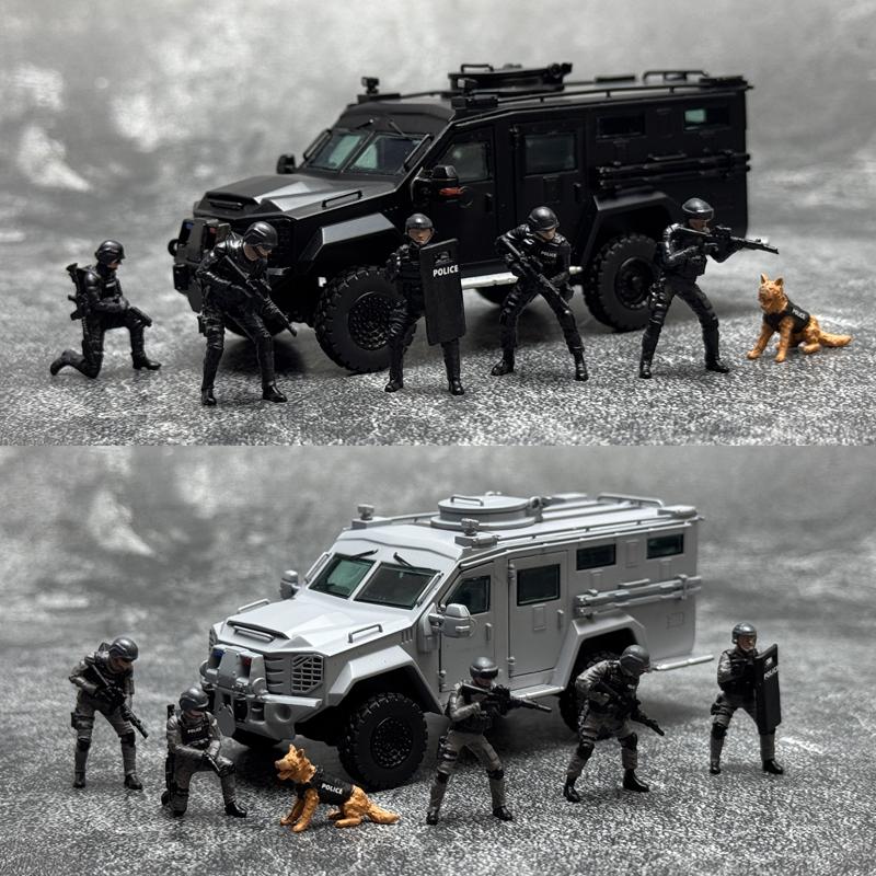 MVA models diecast Collection 1/64 scale SWAT Armored Vehicle with Figure Alloy Car Model Of Holiday Gifts Company Gifts