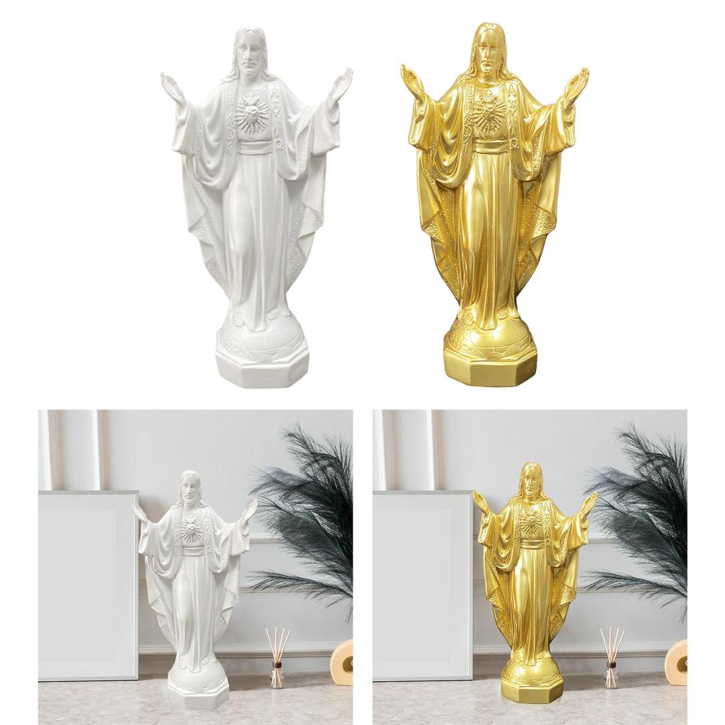 Jesus Statue Sculpture Artwork Resin Figurine Miniature Collectible Jesus Ornament for Bedroom Living Room Desktop Decorations