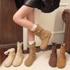 Huge good-looking khaki retro flat bottom inner heightening pile boots women's new autumn skirt Birkenstock short boots