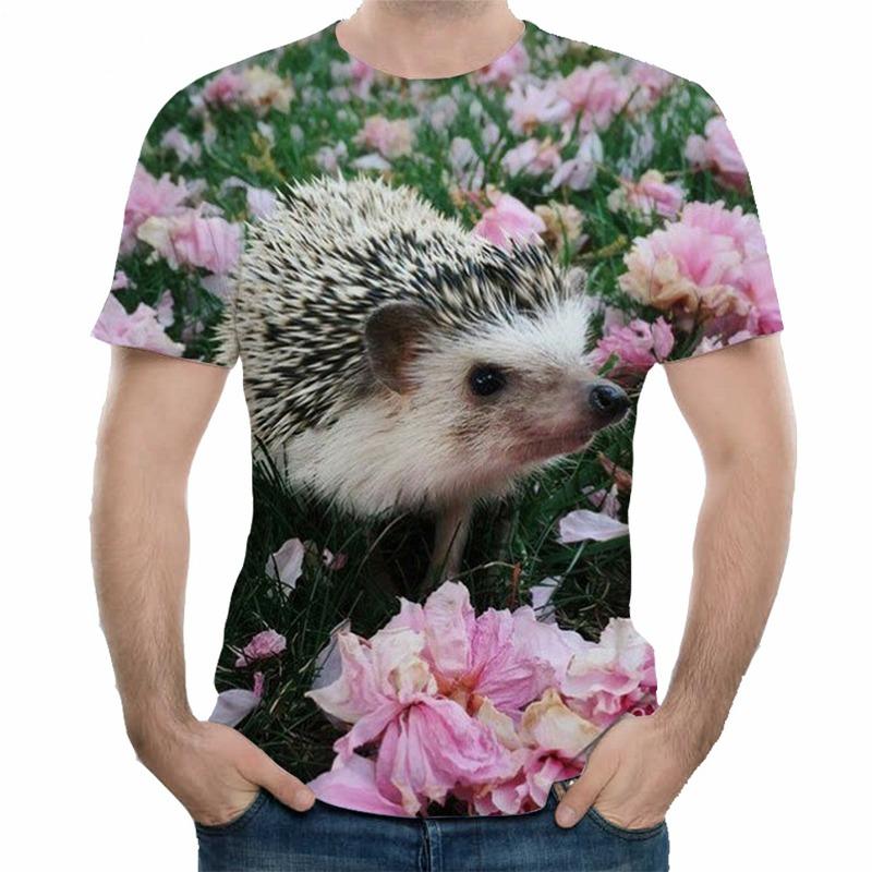 Funny Hedgehog Animal 3D Print T-Shirts Men Women Fashion Streetwear Oversized Short Sleeve T Shirt Male Tees Tops Man Clothing