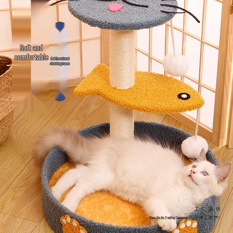 Winter Warm Cat Bed & Scratching Post with Durable Sisal - Vertical Climbing Frame & Toy
