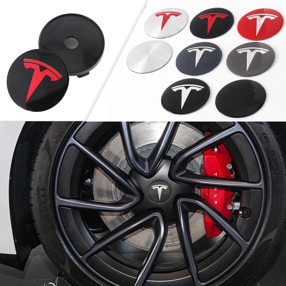 4Pcs Car Wheel Center Cover Stickers Auto Hub Cap For Tesla Model 3 Model S Model X Model Y Roadster WYE Coil Launch Accessories