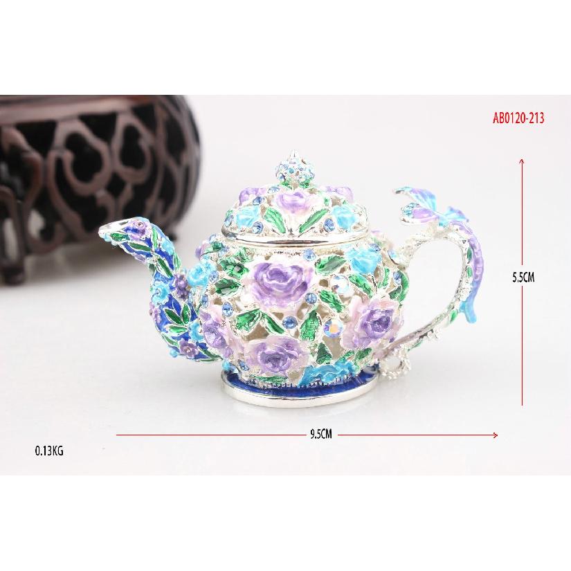 Chińskie Retro Pastoralny Styl Emaliowane Pudełko na Biżuterię Rękodzieło Dekoracja Domu Czajnik Mała Ozdoba Pudełko na Biżuterię