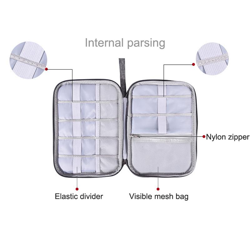 1Pc Black Green Storage Bag Electronic Accessory Organizer Portable Usb Data Cable Charger Plug Travel Waterproof Organizer