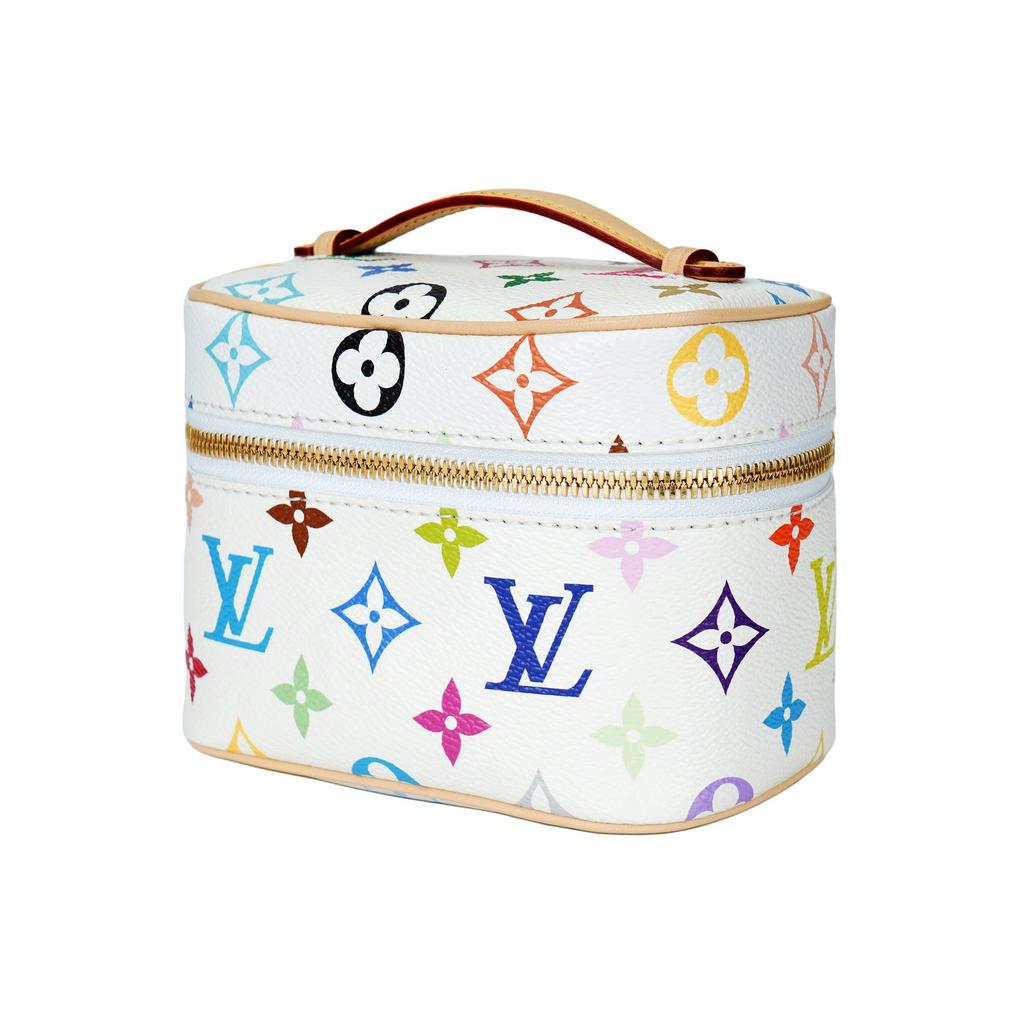 Louis Vuitton X Takashi Murakami Collaboration Nice Artificial Leather Handbag Makeup Bag Women's White M27941