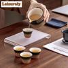 Chinese Wave Hand-held Teapot Tea Set Complete Tea Ceremony Set Teapot And Tea Cup Set Portable Travel Leather Bags Tea Items