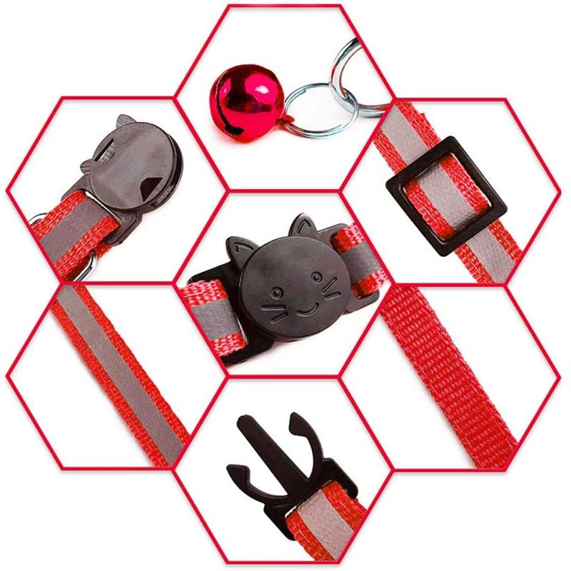 Reflective Breakaway Kitten Collar Adjustable Safety Elastic Soft Necklace Bell Pet Collar