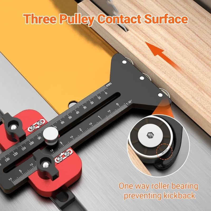 Aluminum Alloy Woodworking Jig Thin Rips Jig For Router Tables Band Sawer Featuring Double Guide Bearings
