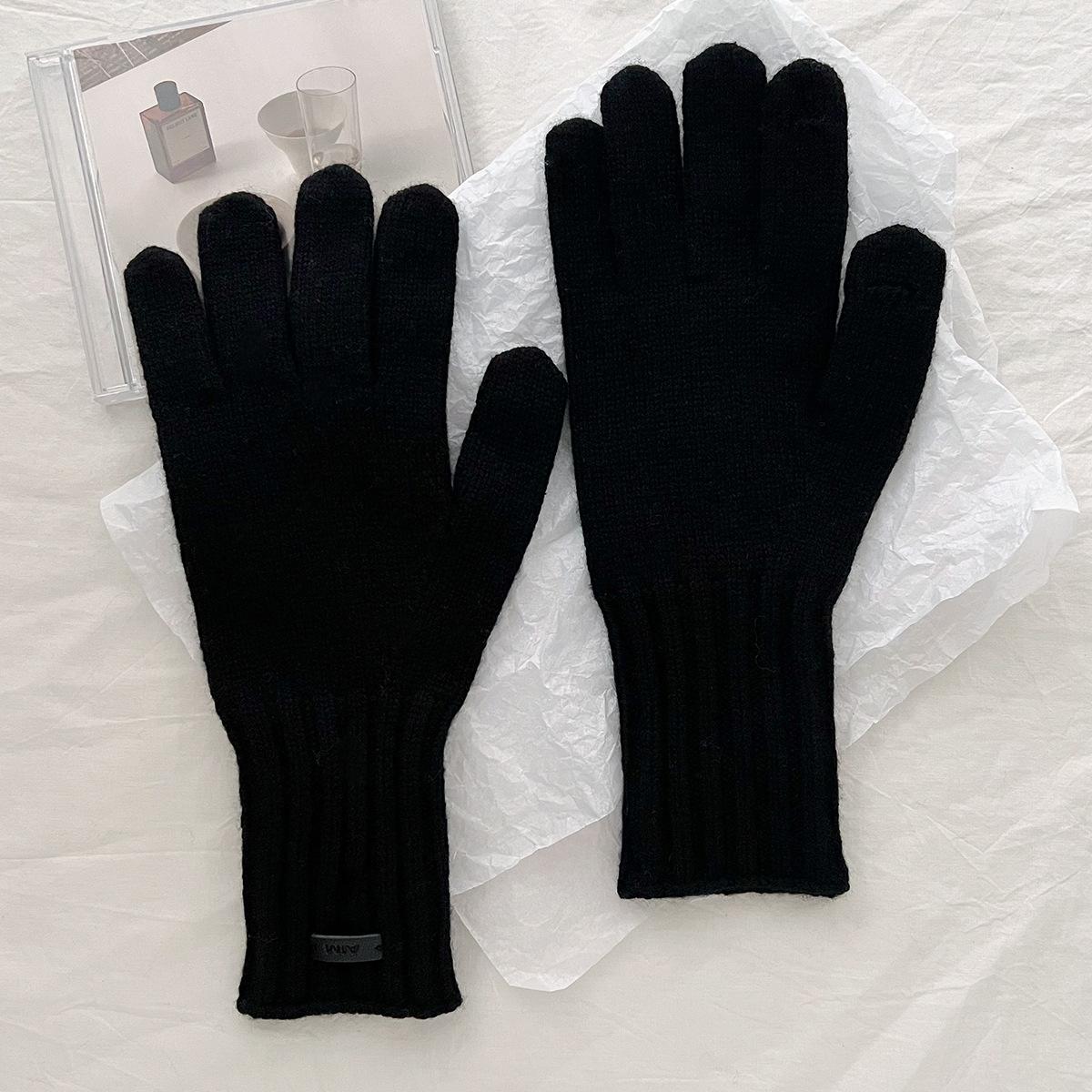 

FallSeason and ColdSeason Solid Color Wool Warm Gloves Can Leak Finger Touch Screen To Play with Mobile Phone Knitted Wool Gloves for Women
