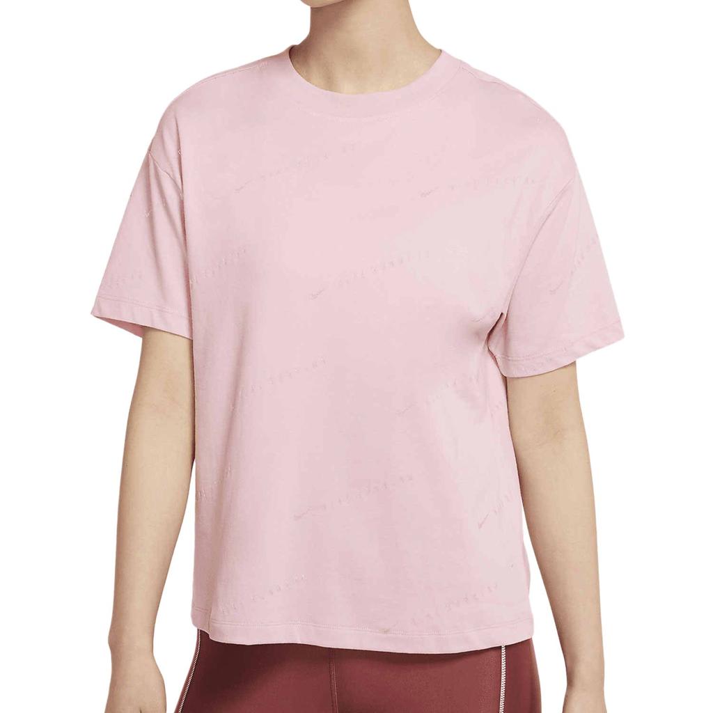 Nike T Shirts Women's Pink Crew Neck Moderate Straight Fit DM8679-605
