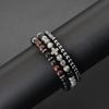 New 3Pcs Natural Stone Beads Bracelet Set With Black Onyx Tiger Eyes Hematite Healing Braclet Gifts For Him Lava Accessories